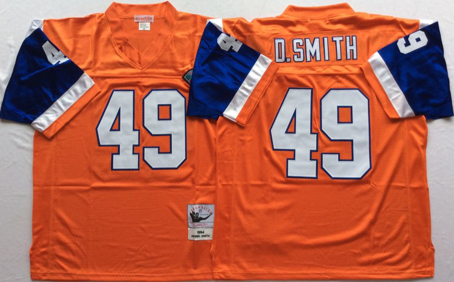 Men NFL Denver Broncos 49 D Smith orange Mitchell Ness jerseys